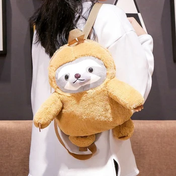 

candice guo! cute plush toy cartoon bradypod sloth soft stuffed doll backpack schoolbag bag creative birthday Christmas gift 1pc