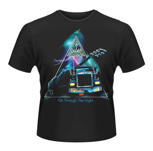 Def Leppard on Through The Night Heavy Metal Licensed Tee T-Shirt Men Short Sleeves Cotton T Shirt Free Shipping TOP TEE