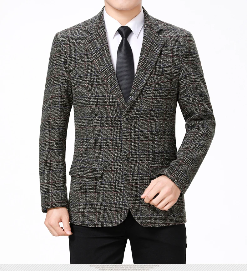 WAEOLSA Men Slim Fit Blazers Male Classical Grain Suit Coat Mans Smart Casual Blazer Masculino Blends Suit Jackets Chinese (10)