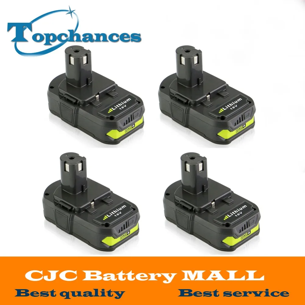 4PCS 18V 2500mAh Li Ion Rechargeable Battery For Ryobi RB18L25 One Plus for font b power