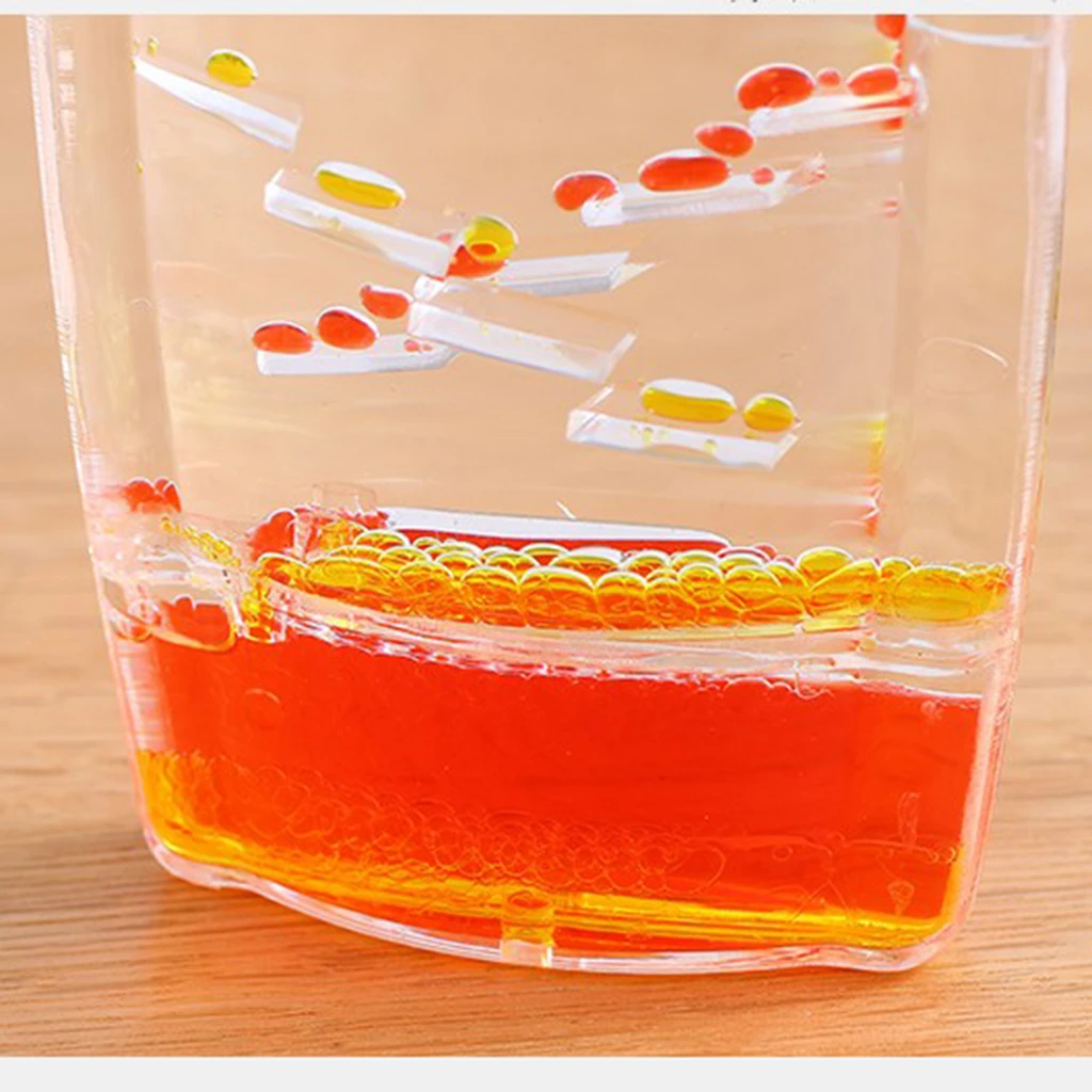 Acrylic Creative Square Floating Oil Liquid Bubbler Motion Timer Hour Glass Ladder for Kids Children Novelty Gift