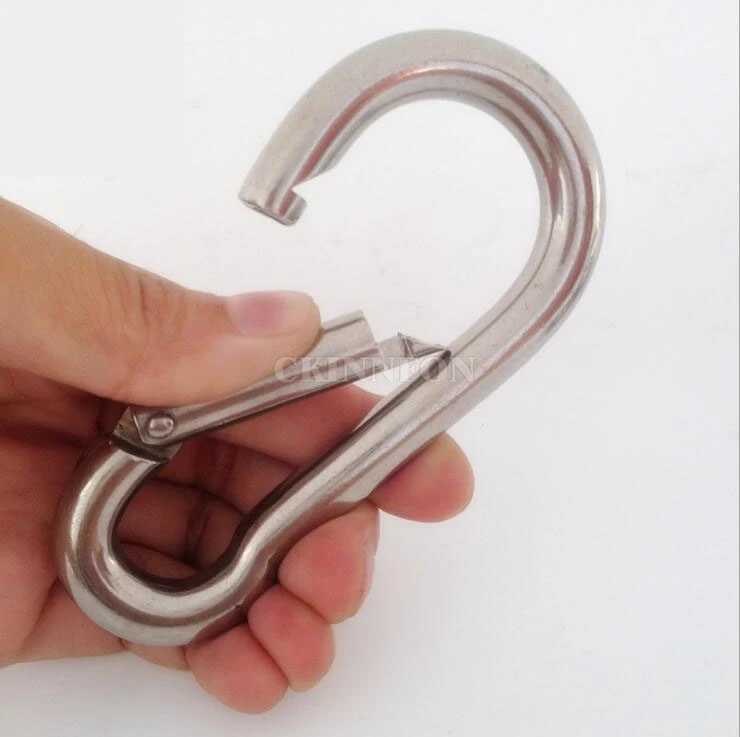 

DHL 50pcs Large 140mm x 12mm EXTRA LARGE SNAP HOOK galvanised Steel Carabiner Hook Clasps Spring loaded Load 510kg HEAVY DUTY
