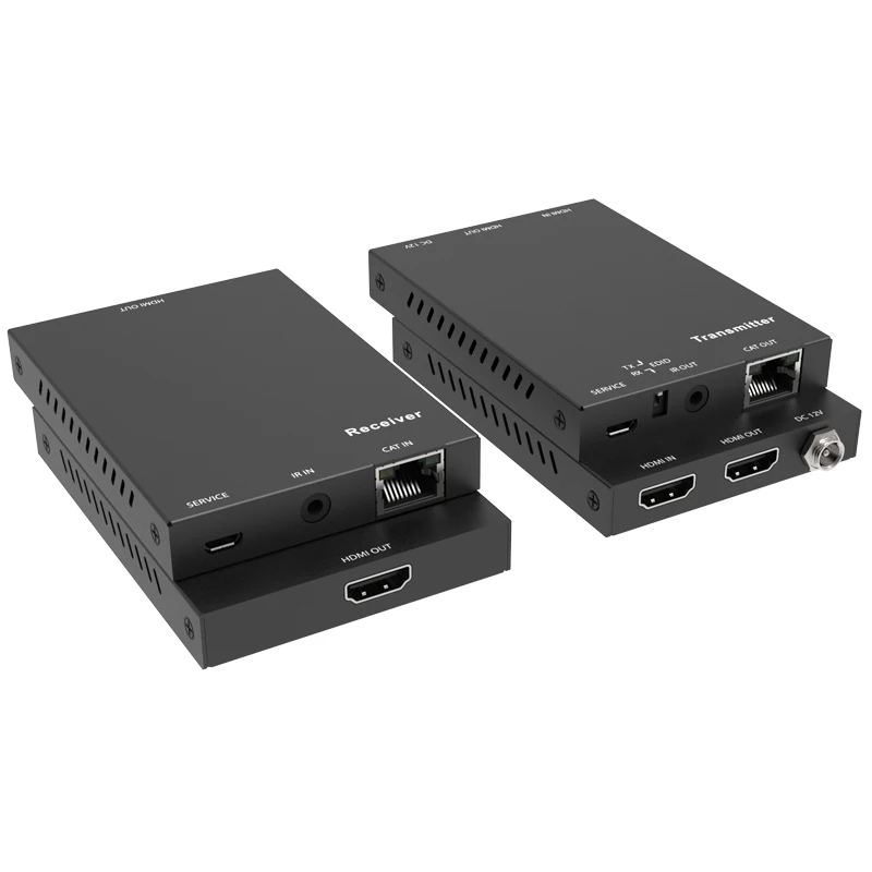  2020 4K 60Hz HDMI 2.0 Extender 50m Support 18Gbps & Loop Out HDMI Extender with IR 4K HDMI to RJ45 