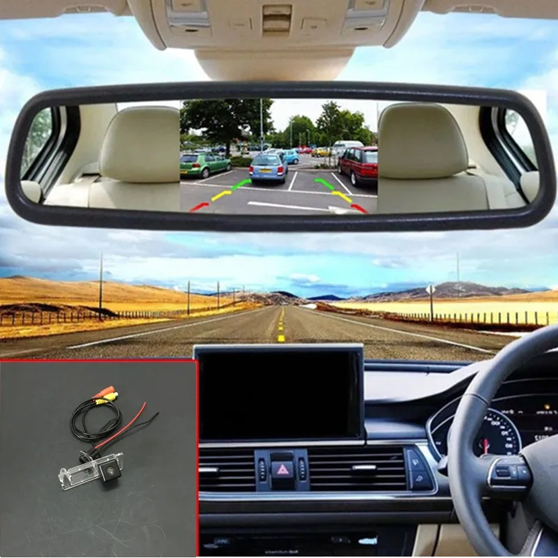 5 ''цветной цифровой TFT ЖК-экран Автомобильный зеркальный монитор Автомобильный монитор+ Автомобильная камера заднего вида для Renault Megane 2 II