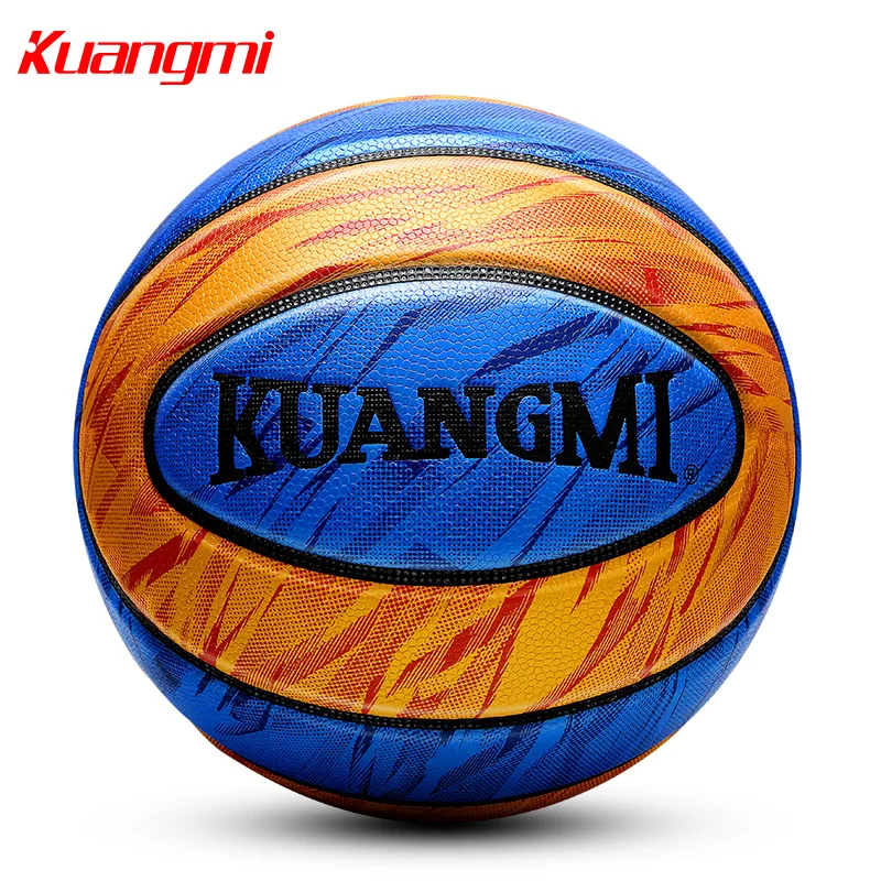 

Kuangmi Eye catching Texture PU leather Basketball Indoor Outdoor Official Size 7 Basketball Ball