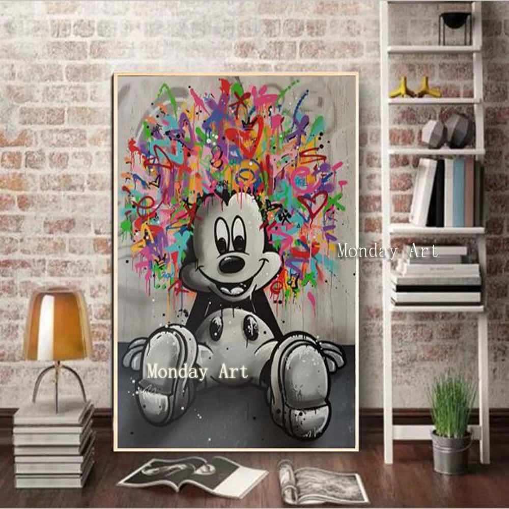 AA 100-hand-drawing-graffiti-pop-brainwash-art-on-canvas-painting-good-for-bedroom-decoration