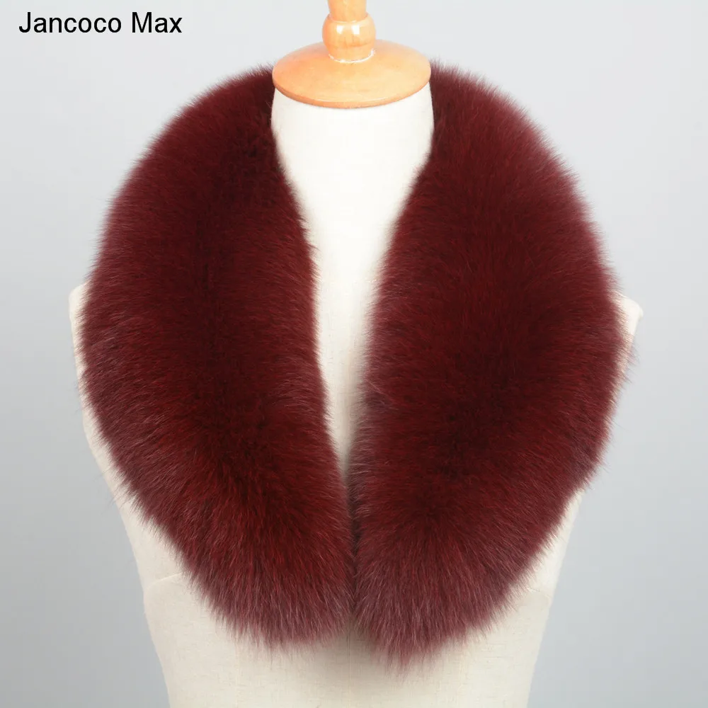  Jancoco Max 2019 New Long Real Fox Fur Collar Scarf Women & Men Spring Winter Warm Solid Jacket Coa