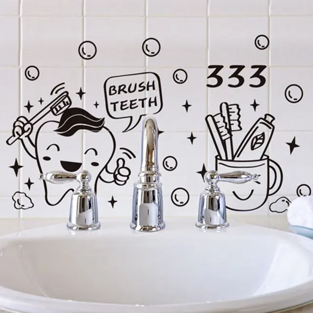Bathroom Mirror Decor Cartoon Cute Funny Tooth Toothpaste Black Bathroom Mirror Decor Cartoon Cute Funny Tooth Toothpaste Black Vinyl Art Wall Sticker Diy Decals