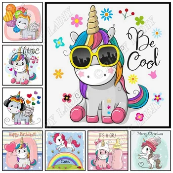 

Full Square / Round Diamond Embroidery Crystal Mosaic Picture Cartoon Unicorn DIY Diamond Painting Cross Stitch Hobbies & Crafts