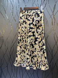 Новинка 2019 г. женская одежда street листьев лотоса юбка с принтом 310