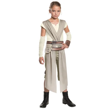 

CaGiPlay Child Star Wars Jedi Warrior The Force Awakens Rey Fancy Dress Girls Movie Charater Carnival Cosplay Halloween Costume