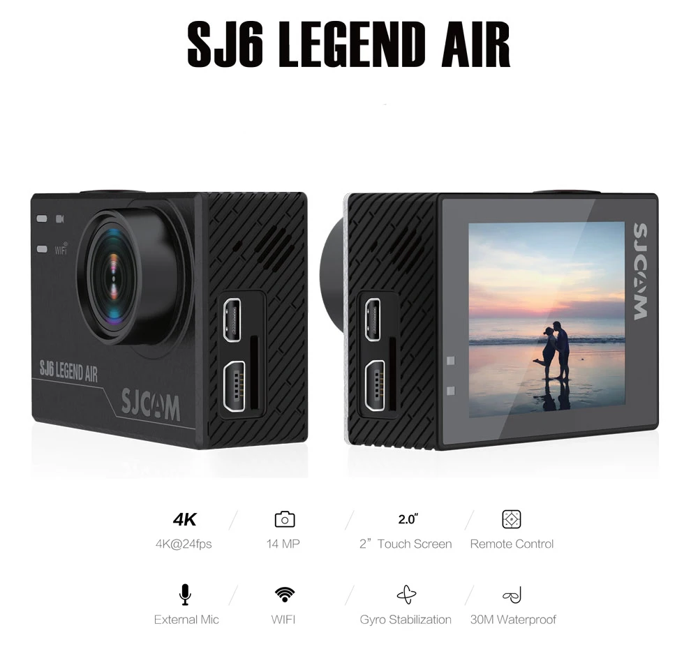 SJCAM SJ6 LEGEND Air 4K 24fps Notavek 96660 Ультра HD Удаленная Экшн-камера водонепроницаемая Спортивная DV 2," с сенсорным экраном Спортивная камера