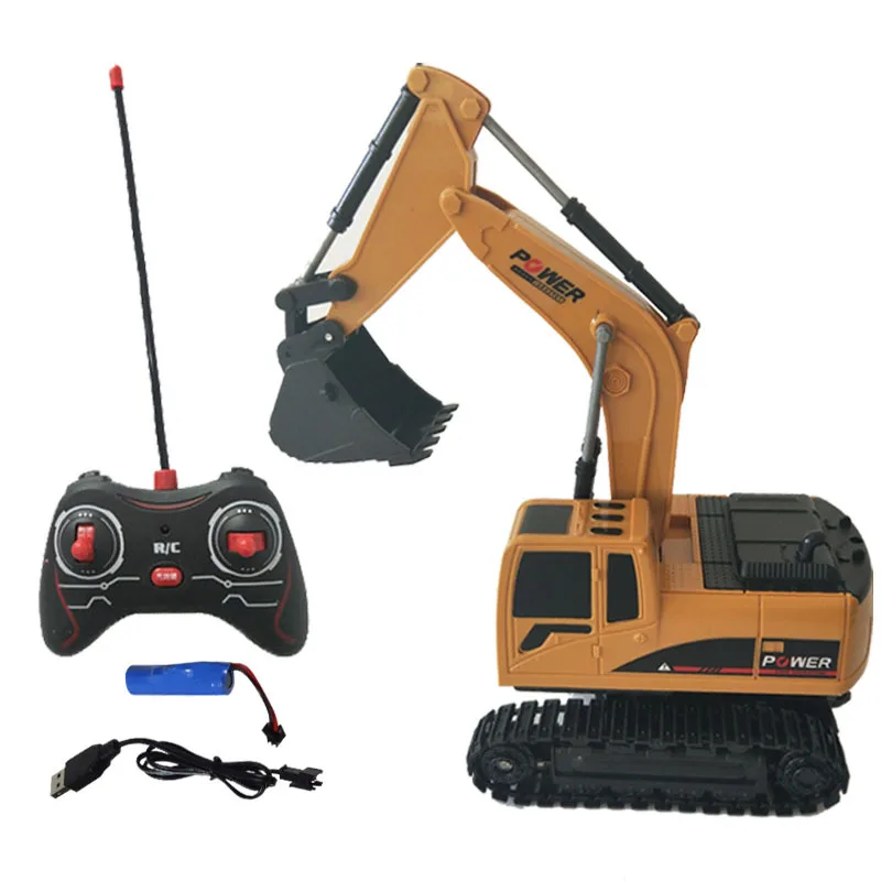 RC Truck Toys 5CH Excavator Alloy 2.4G Backhoes Bulldozer Remote Control Digger Engineering Vehicle Model Electronic Kids Toys