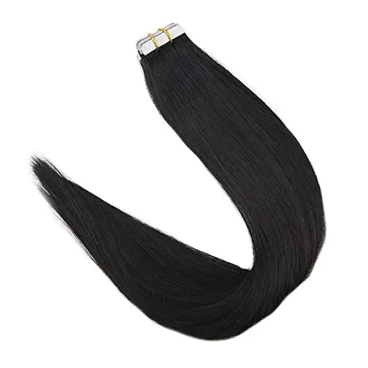 Лента с полным блеском в наращивании человеческих волос Pure Color # 1 Jet Black 100 г 40шт.