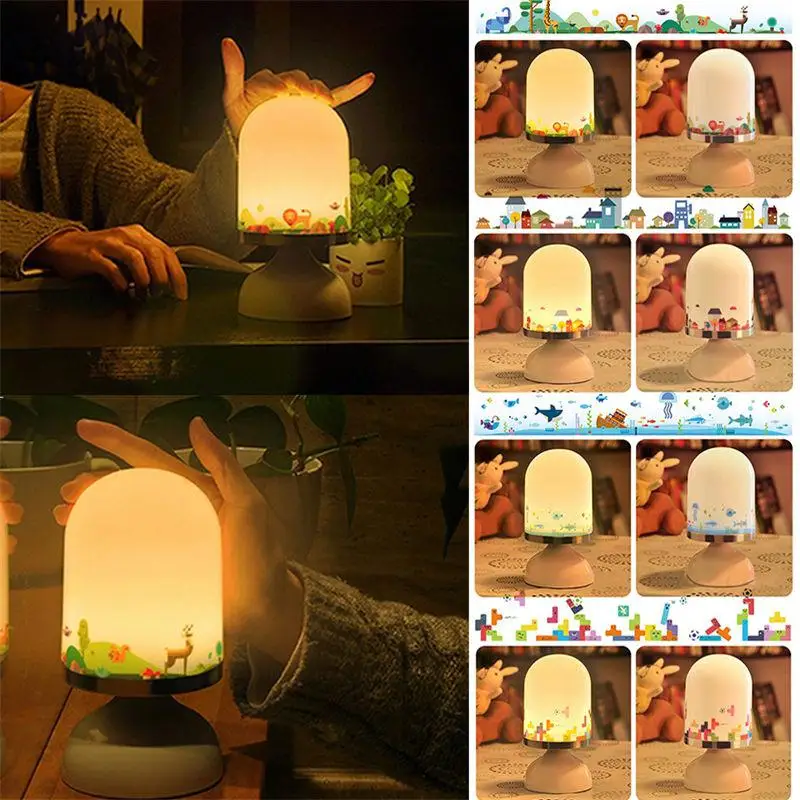 

HobbyLane LED Night Light USB Rechargeable Touch Sensor Table Lamp Cute Baby Bedside Lamp with Hook Ocean World Projector