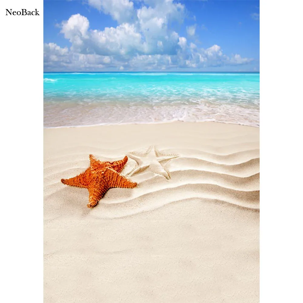 

NeoBack 5x7ft Poly Vinyl Summer Sea Beach View Photo Backgrounds Photo Studio Indoor Computer Printed Children Backdrops P2315