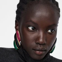 Юран Новое прибытие три цвета mix Женщины брендовые серьги za ювелирные изделия из металла геометрический большие серьги-гвоздики для женщин