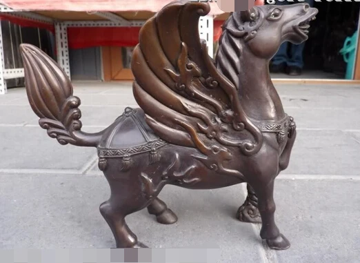 

xd 002711 11"Chinese bronze eximous fly horse statue