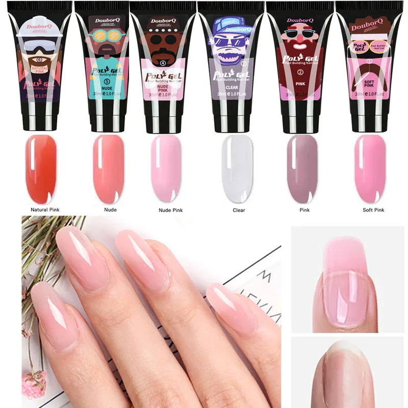 

30ml Nail Poly Gel 6 color Acrylic French Kit Soak off UV Jelly Gel Builder Gel Nails Extension Tips Nail Form