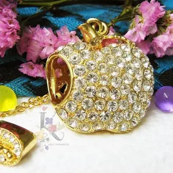 

Lovely Diamond/Jewelry/Crystal Apple Shape Necklace USB Flash Drive Memory Stick Gift USB 2.0 Stick Memory Flash Card Pen Drive