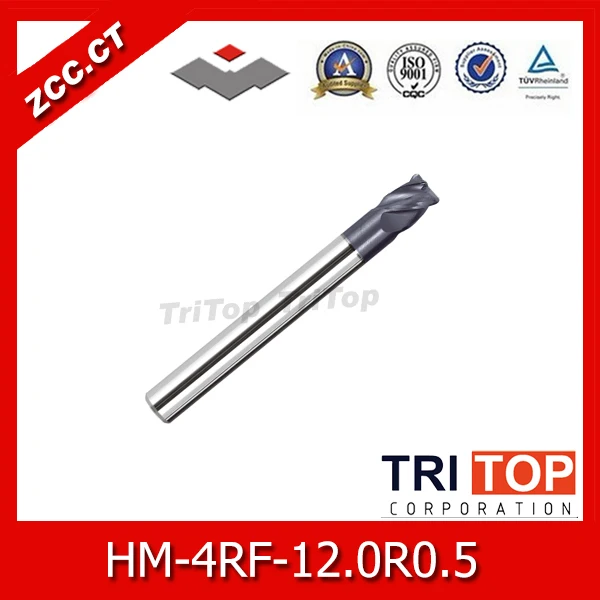 

Original ZCC.CT HM/HMX-4RF-D12.0R0.5 Solid carbide 4-flute Radius end mills with straight shank and short cutting edge