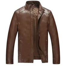 2016 Casual Mens Leather Jackets And Coats Standing Collar Male Leather Jacket Solid Color Faux Leather For Men’s Winter Jackets