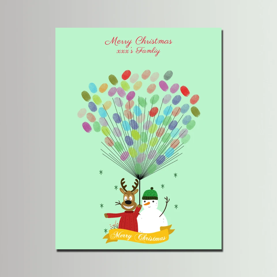 Tableau Joyeux Noel A Empreintes Digitales Bricolage Livre D Or Avec Nom Tableau Personnalise De Toile Homme Neige Pour Fete En Famille Aliexpress