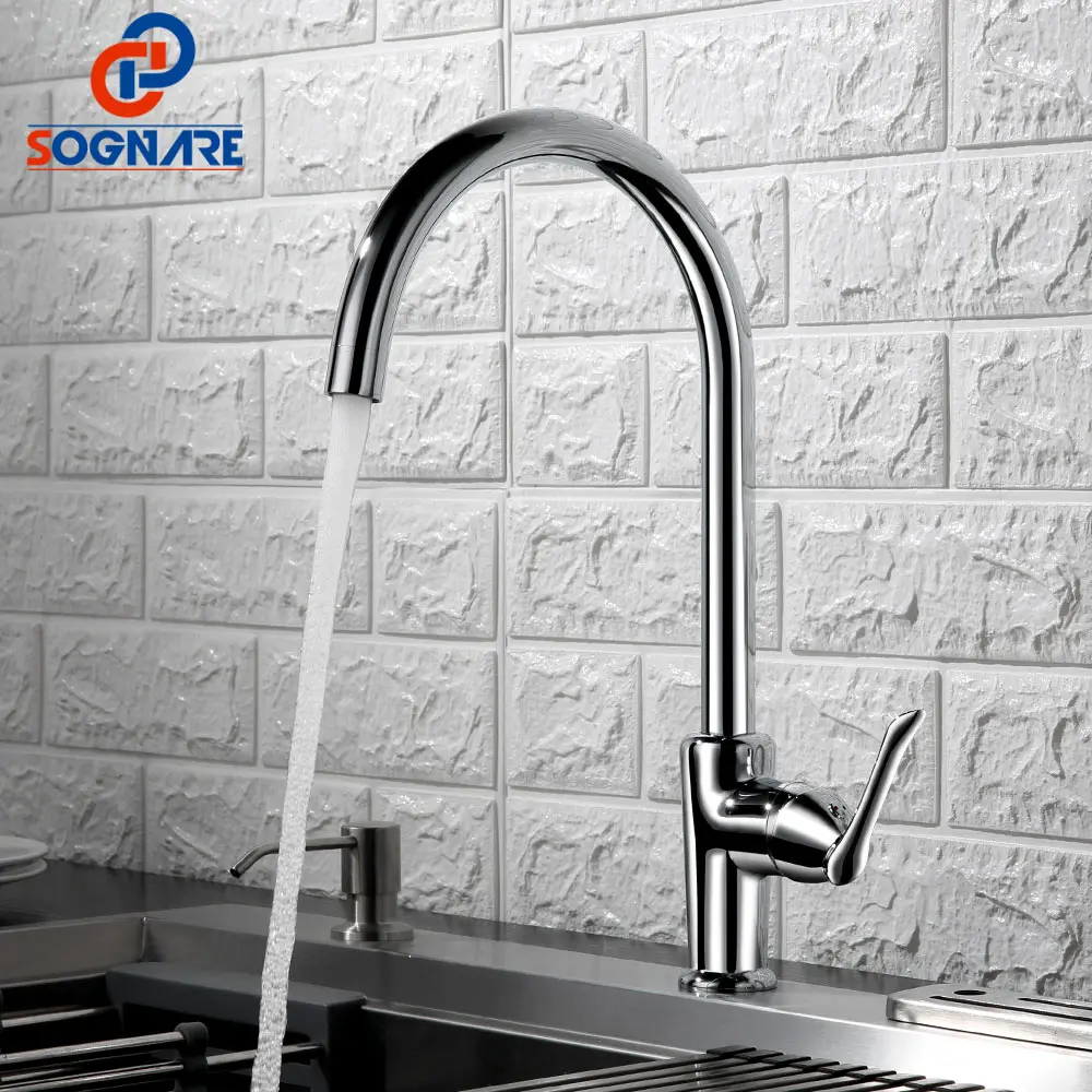 

Chrome Polished Copper Kitchen Faucets Single Lever Sink Mixer Tap 360 Degree Rotation Kitchen Tap For Kitchen Sink Faucet