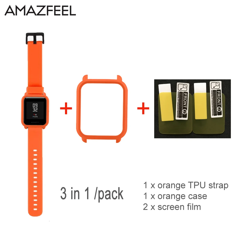 3 в 1 сменный Браслет Для Xiaomi Amazfit Bip Молодежный ремешок двойной цвет ТПУ силиконовый ремешок для часов Huami Amazfit браслет