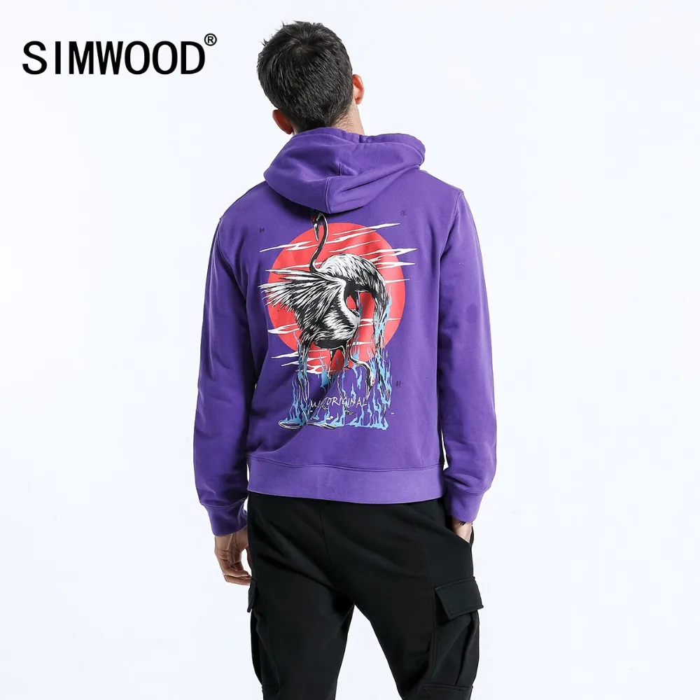 SIMWOOD 2019 толстовки мужские модные облегающие пуловеры свитшоты фирменный принт с