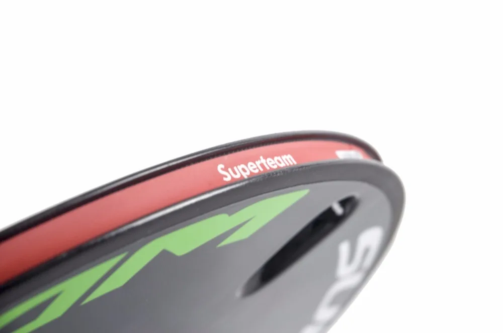 Discount Superteam Green and white Logo Disc wheel Road bicycle disc whee Glossy Finish For Shimano 1 Piece 2