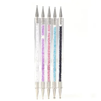 

5pcs/set Acrylic 2 Ways Nail Art Dotting Pen Colorful Rhinestone Nail Decoration Painting Brush Nails Design Tools