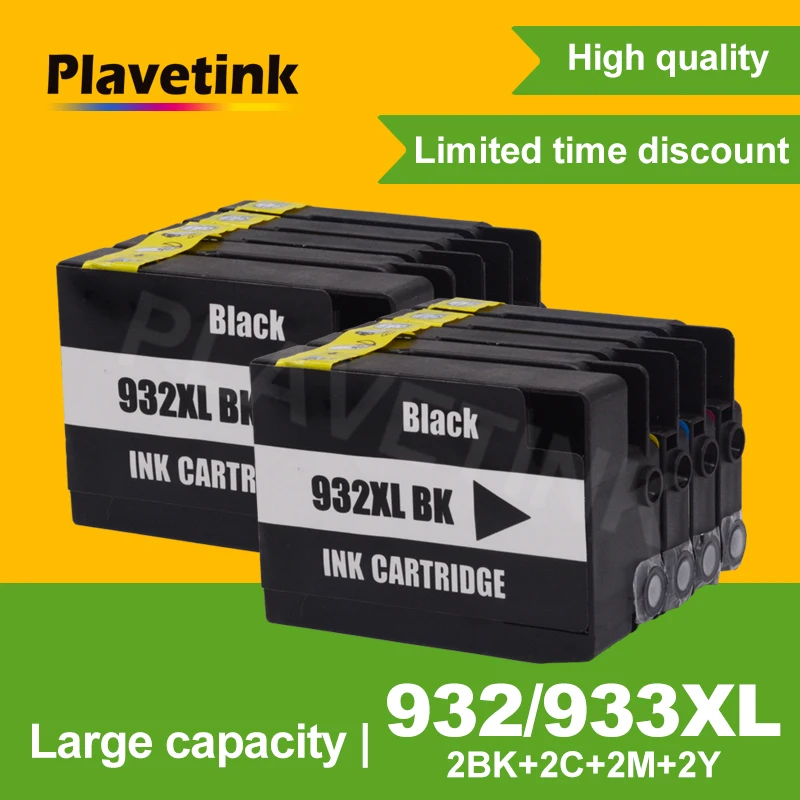 Plavetink 8 шт. совместимый для HP 932 933 XL 932XL переработанного чернильного картриджа
