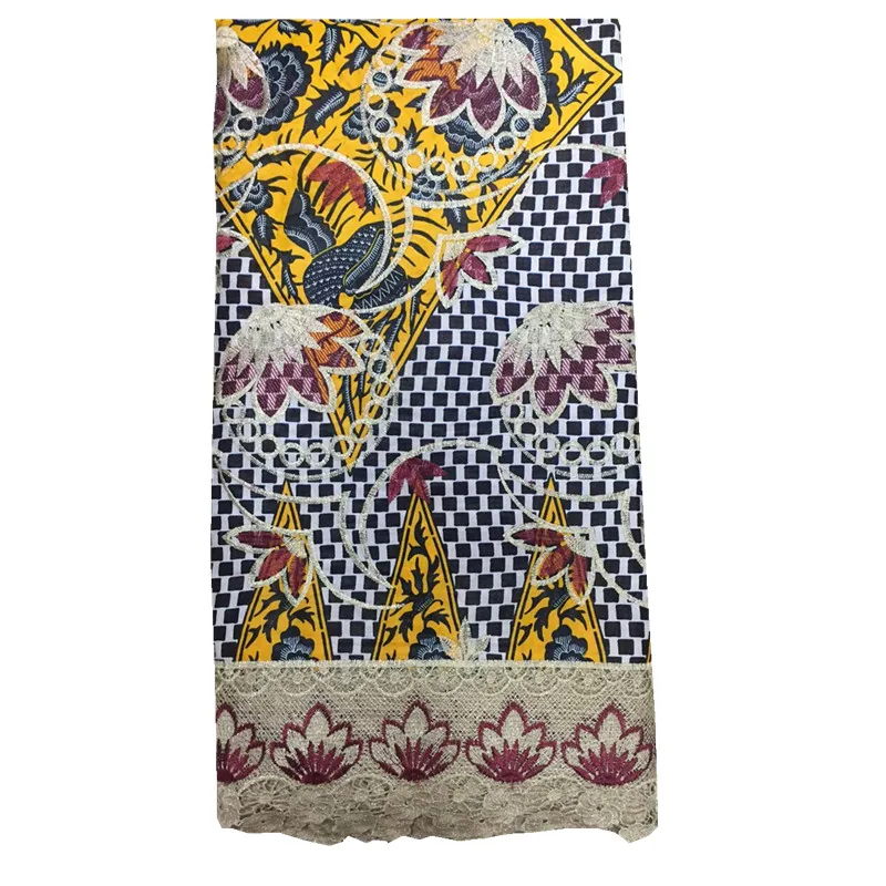 

Ankara Guipure Wax Fabric With Pearls 2018 New Design Embroidered For Wedding Dress Material African Wax Fabric ZQ030530