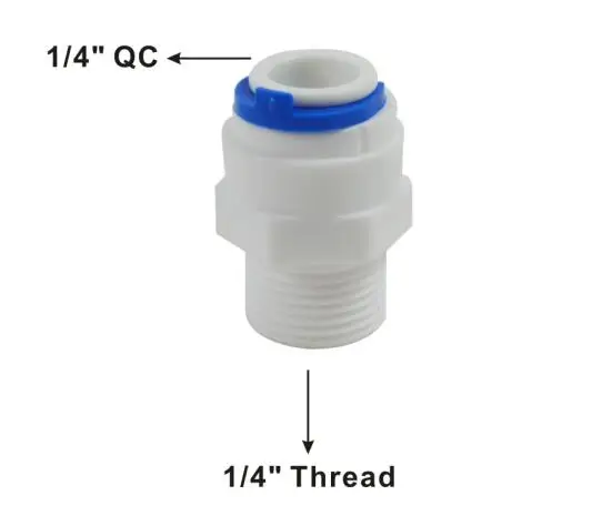 Штекерный соединитель 1/" резьба до 1/4" быстроразъемные фитинги для фильтров для воды и обратного осмоса RO System-2 шт. в упаковке
