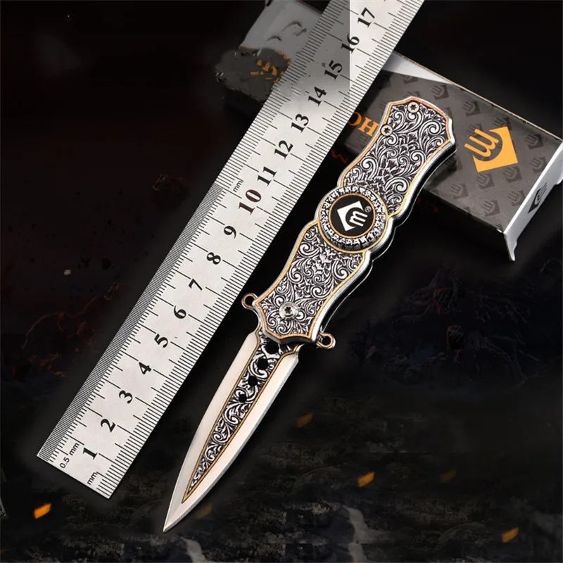 

Fingertip Gyro Knife Tactical Folding Pocket Knife Titanium Coating 440C Stainless Steel Blade Outdoor EDC Knives Huntsman