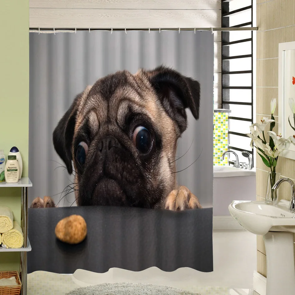 CHARMHOME Dog Animals Design Polyester Fabric Shower Curtain Waterproof