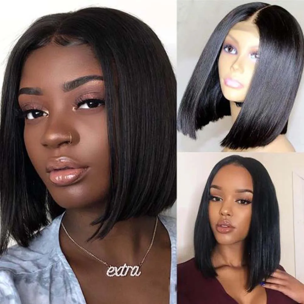 

13x6 Lace Front Wig Human Hair Short Bob Wigs Straight Brazilian Virgin Hair Wigs for Women