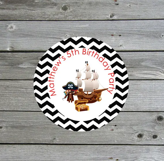

Personalized Pirate Sticker, Cupcake Toppers,Birthday Party Decorations kids Sticker Label for Birthday Candy box labels