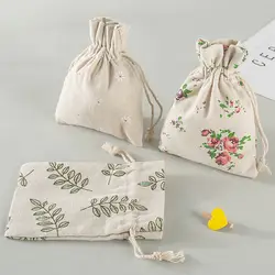 3 шт. Печатный цветочный из хлопчатобумажной ткани веревка для подарочного пакета сумка для DIY Sundry сумка для рукодельных принадлежностей