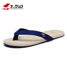 Z.SUO New Summer Men’s Flip Flops Canvas Upper Rubber Sole Male Leisure Slippers Slip On Style Light Comfortable Sandals ZS1801