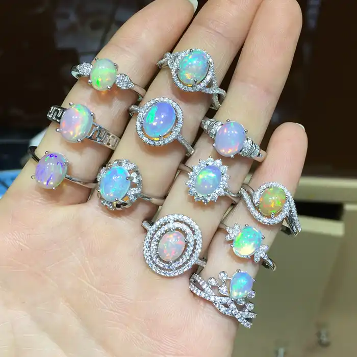1.35 Cts 7X10 MM Natural Black Ethiopian Opal Cabochon Shape Oval Rainbow Fire Celebrated Opal Welo Fire Smooth Gemstone Opal Cabs Ring