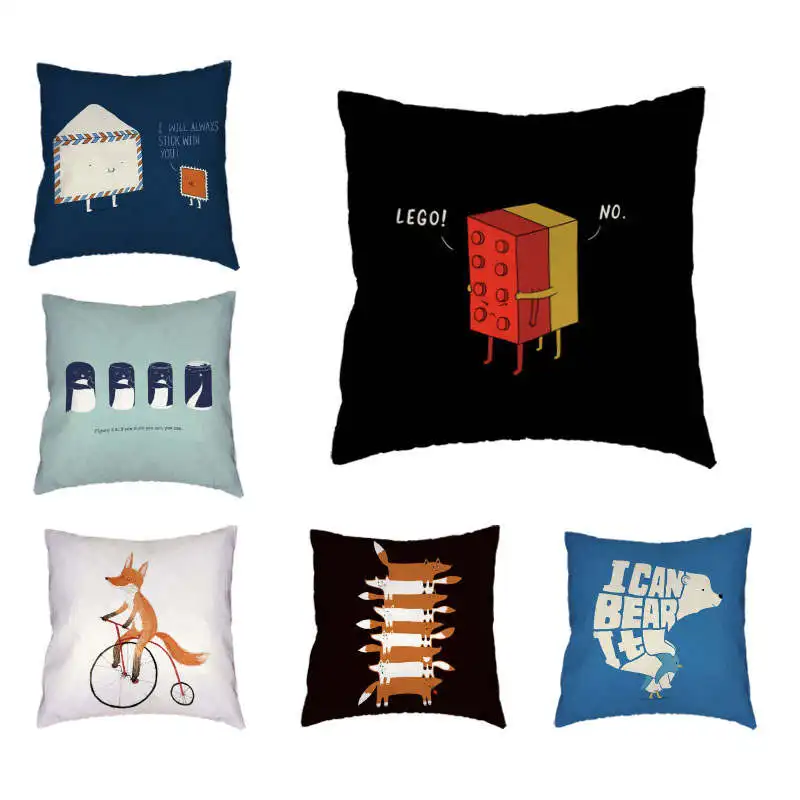 Dropshipping Pillow Case Lovely Animals Crown Cushion Cover 45x45Cm