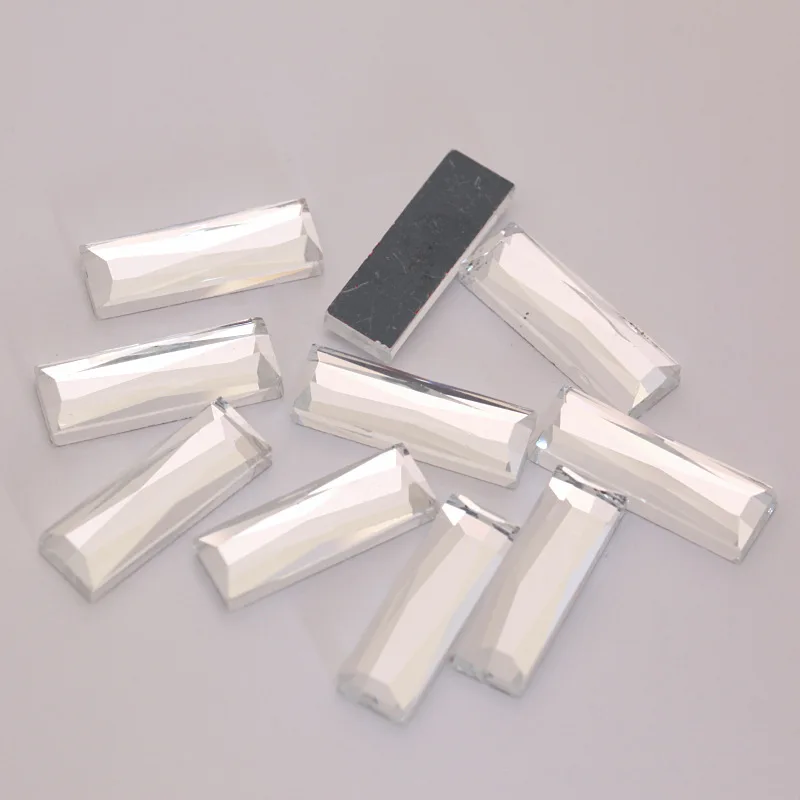 

Super shining white rectangle flat back glass crystal Rhinestones apply to DIY mobile phone shell and wedding dress