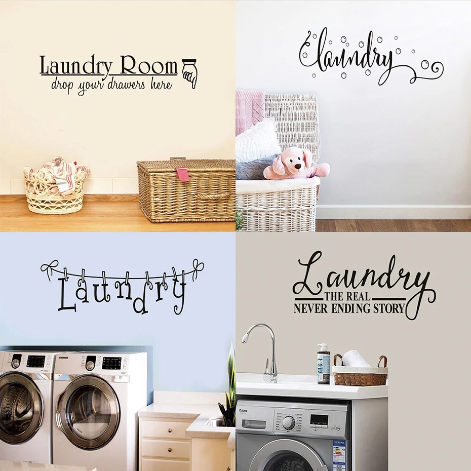 Multiple styles Laundry Washing Room Wall Sticker Bubble Vinyl Quotes Decals Mural Art Wallpaper Lettering Home Decorative (6)