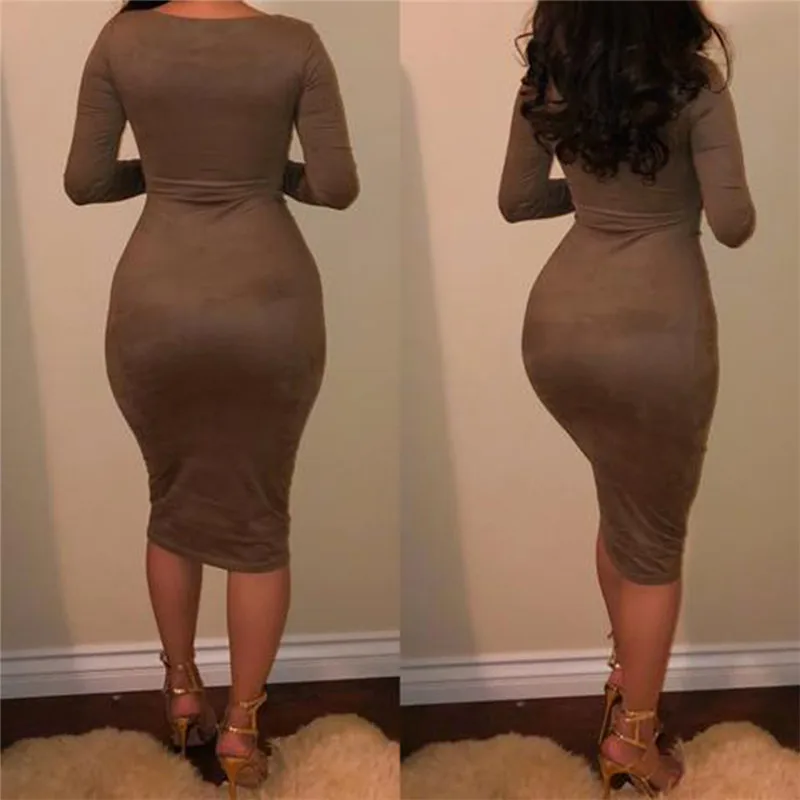 women elegant seude pencil dress-3