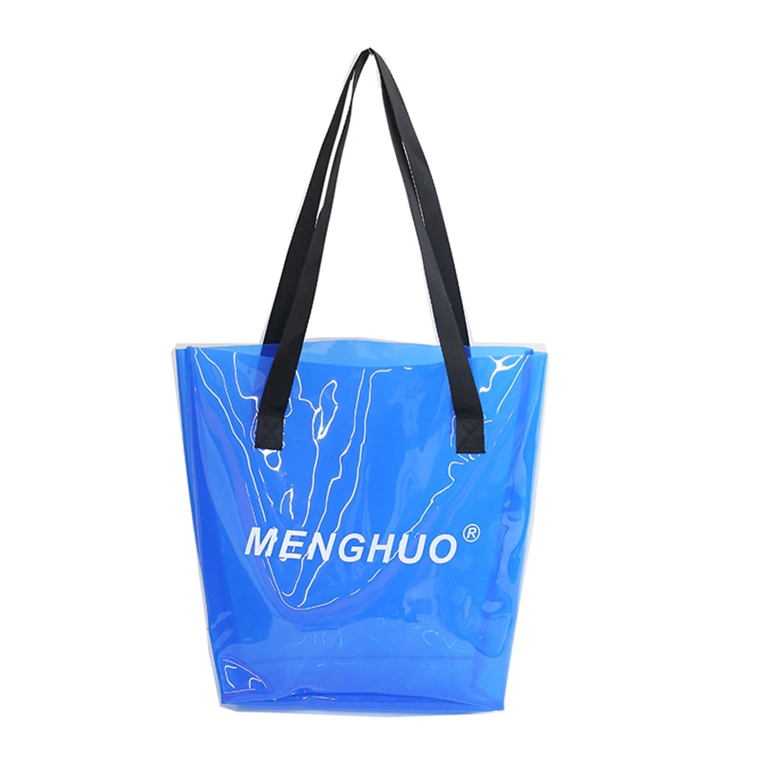 

2018 hotsale fashion and high quality bags new PVC transparent letter "MENGHUO" jelly bag waterproof hand shoulder beach handbag