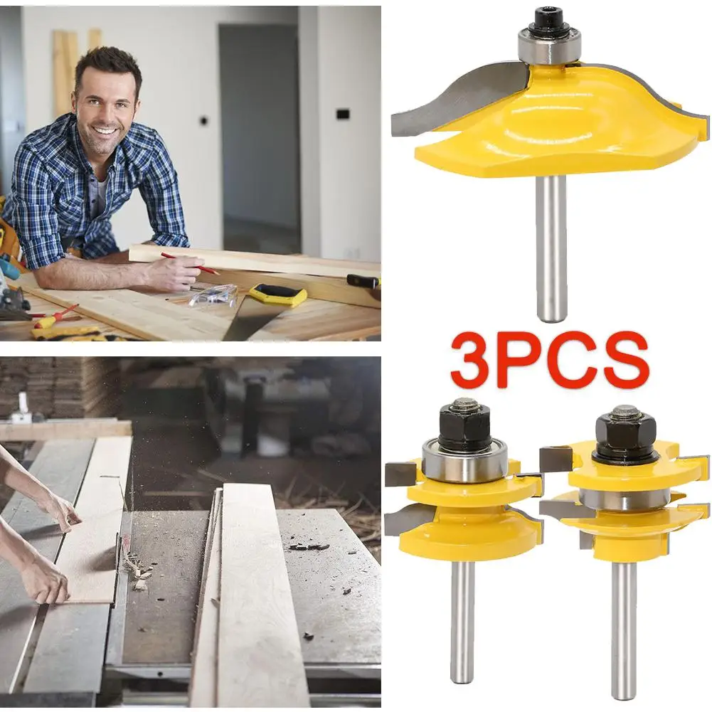 

3pcs 1/4inch Shank Miling Cutter Set High-grade Cutting Edges Tongue And Groove Router Bits Woodworking Milling Tools