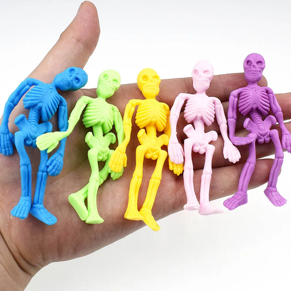 24pcs Funny TPR Skull Model Doll Human Skeleton Toy Halloween Decoration Toy New