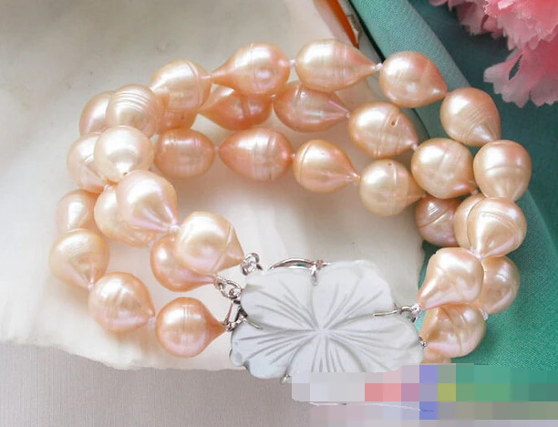 

FREE SHIPPING>>>@@ > 01246 3row 8" pink drip freshwater cultured pearl bracelet